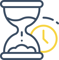 icono de un reloj de arena frente uno de agujas